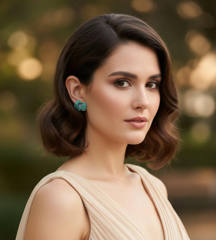 Pendientes artesanales florales porcelana fría turquesa con circonita en el centro y base en plata de ley 925 o acero inoxidable. Ideales para mujeres que quieren dar un toque artesanal a su vida diaria o para lucir en ocasiones especiales. Diseñado y crea