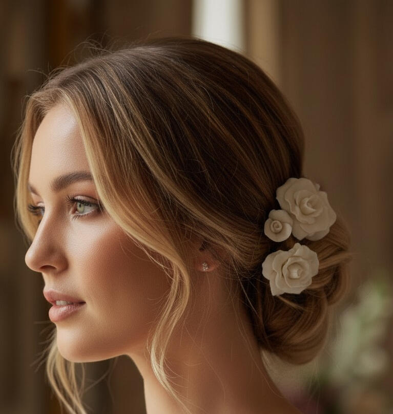 Tiara de novia blanca con perlas de agua dulce naturales y alambre bañado en oro de 18K. Diseñado y creado totalmente a mano en porcelana fria. Pieza artesanal sostenible de pajarita presumida.